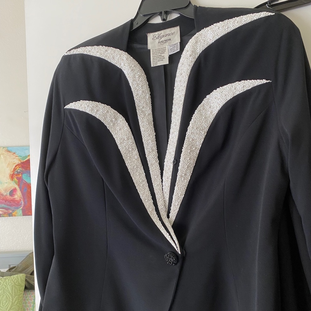 DAYMOR Nordstrom Couture Maxi Skirt Suit, Beaded Embellished Jacket, Sli…